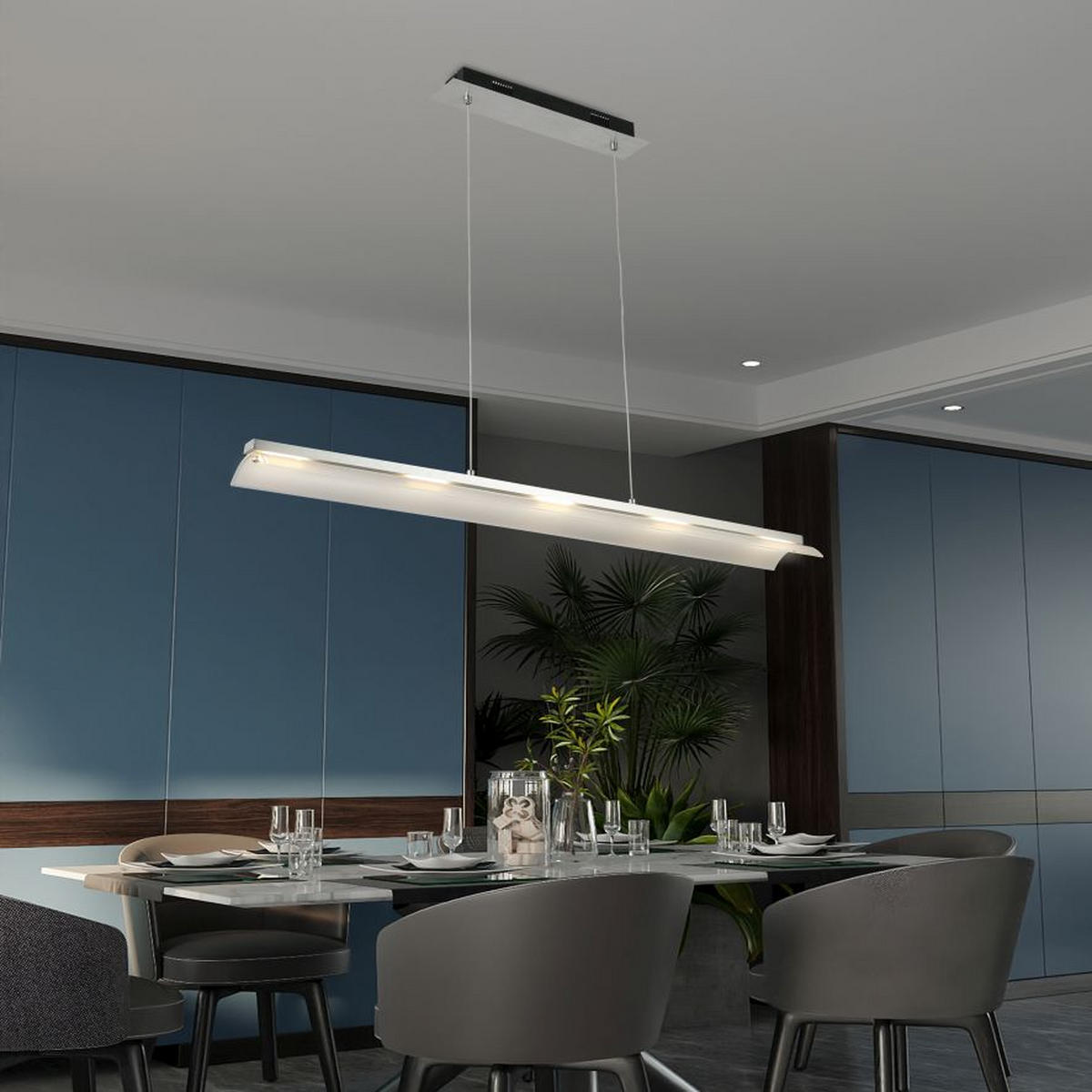 Lustră Led  - culoare aluminiu, Konventionell, plastic/metal (100cm) - Novel