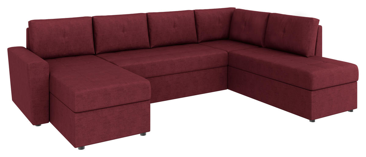 WOHNLANDSCHAFT TERMOLI Rot Jacquard  - Rot/Schwarz, Design, Kunststoff/Textil (155/297/212cm) - MID.YOU