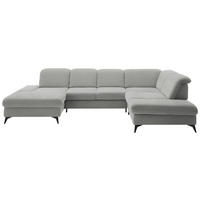 WOHNLANDSCHAFT  in Chenille Greige  - Greige/Schwarz, Design, Textil/Metall (198/364/255cm) - Beldomo Style