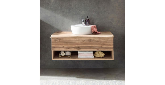 WASCHTISCHKOMBI 101 cm  - Eiche Wotan/Weiß, Natur, Keramik/Holzwerkstoff (101cm) - Xora