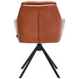 ARMLEHNSTUHL  in Eisen Echtleder pigmentiert  - Cognac/Schwarz, Design, Leder/Metall (62/90/65cm) - Waldwelt