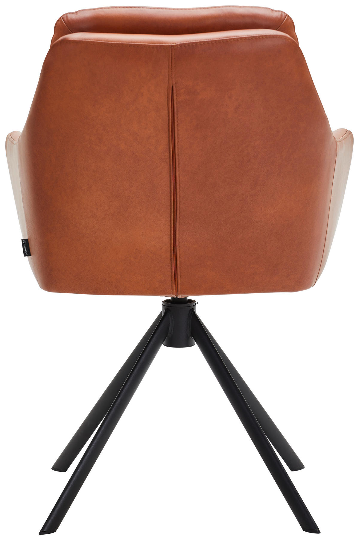 ARMLEHNSTUHL  in Eisen Echtleder pigmentiert  - Cognac/Schwarz, Design, Leder/Metall (62/90/65cm) - Waldwelt