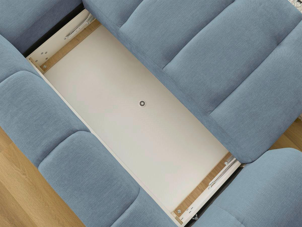 ECKSCHLAFSOFA FUJI Leinenoptik Hellblau  inkl.  - Schwarz/Hellblau, MODERN, Kunststoff/Textil (292/160cm)