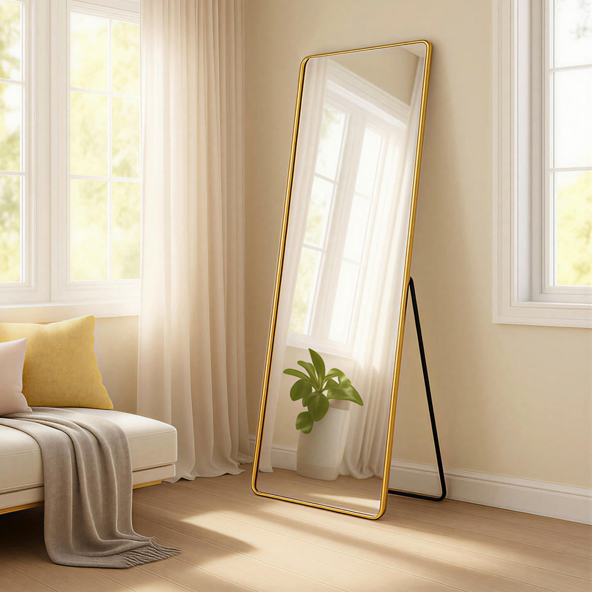 STANDSPIEGEL 50/160/33 cm  - Goldfarben, Trend, Glas/Metall (50/160/33cm) - Boxxx