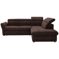 ECKSOFA in Mikrofaser Dunkelbraun  - Dunkelbraun/Schwarz, Design, Kunststoff/Textil (254/224cm) - Livetastic