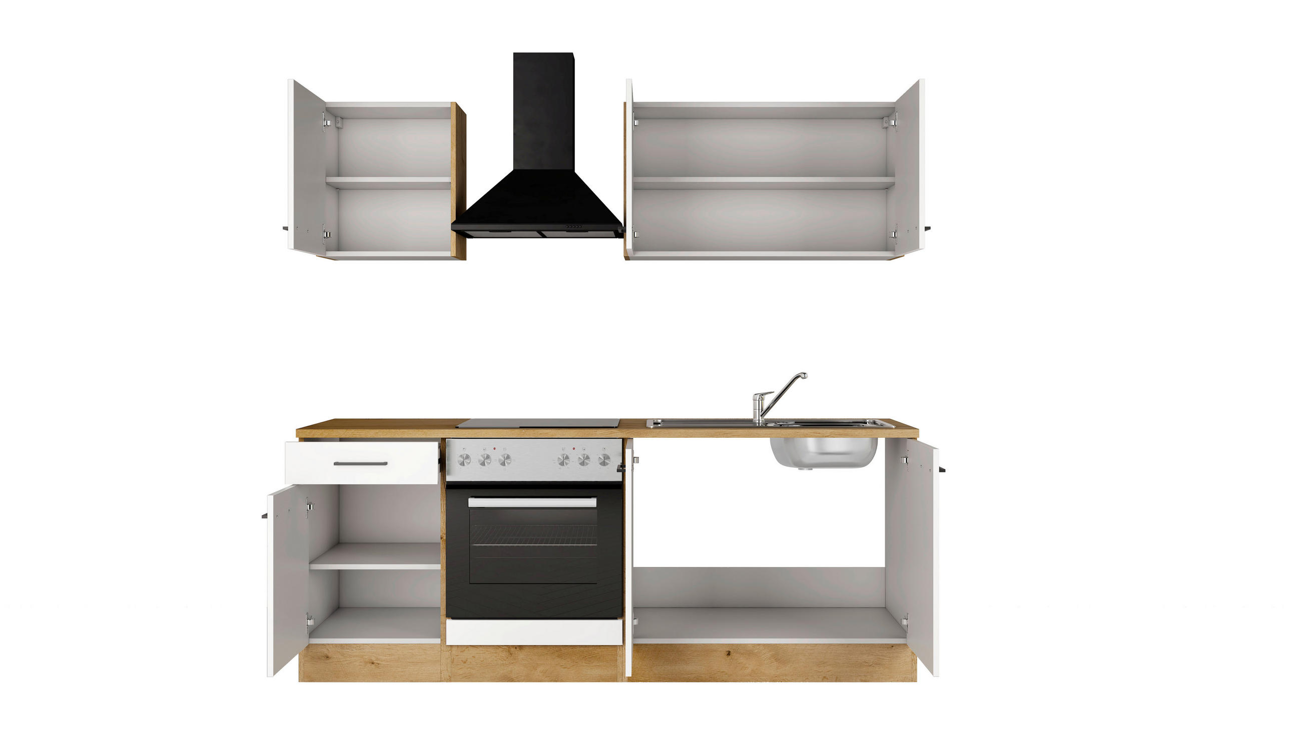 KUCHYNSKÝ BLOK 210 cm - čierna/magnóliová, Trend, kov/kompozitné drevo (210cm) - FlexWell