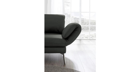 RÉCAMIERE in Echtleder Dunkelgrau - Chromfarben/Dunkelgrau, Design, Leder/Metall (209/85-109/95-16cm) - Dieter Knoll