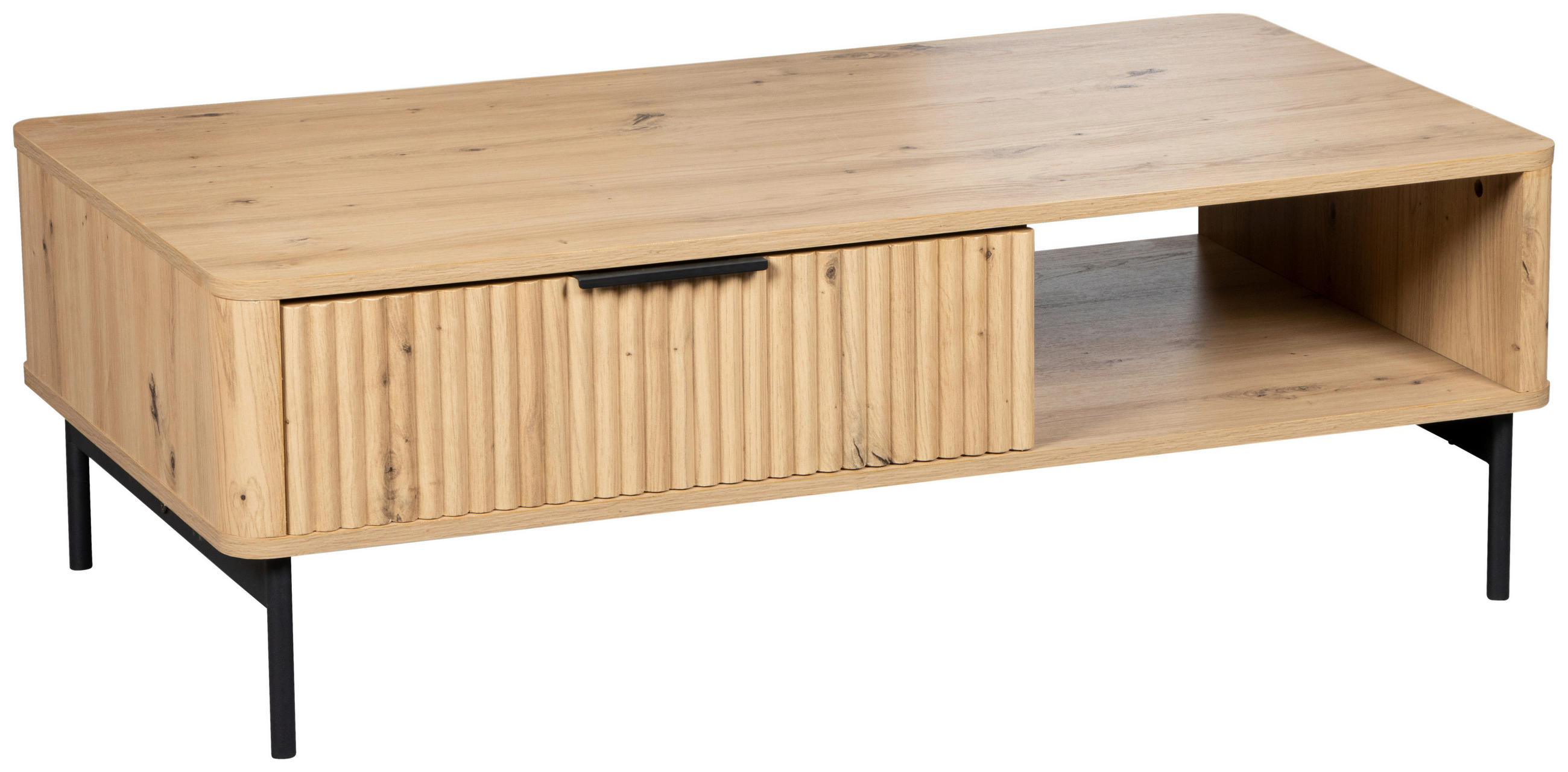 COUCHTISCH 110/60/37 cm rechteckig Schwarz, Eiche Artisan  - Schwarz/Eiche Artisan, Design, Holzwerkstoff/Metall (110/60/37cm) - MID.YOU