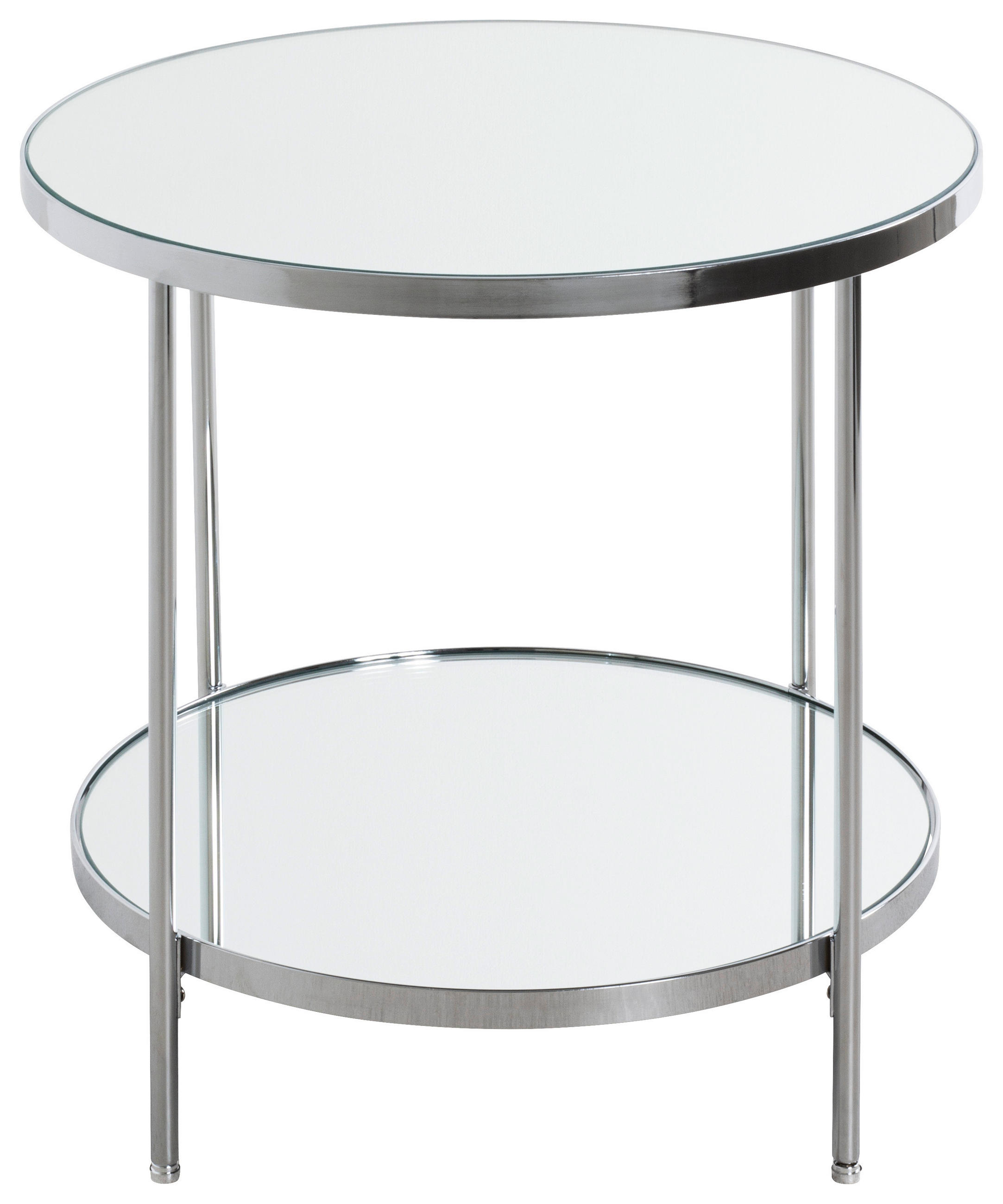BEISTELLTISCH 45/45/46 cm Chromfarben rund  - Chromfarben, Trend, Glas/Metall (45/45/46cm)