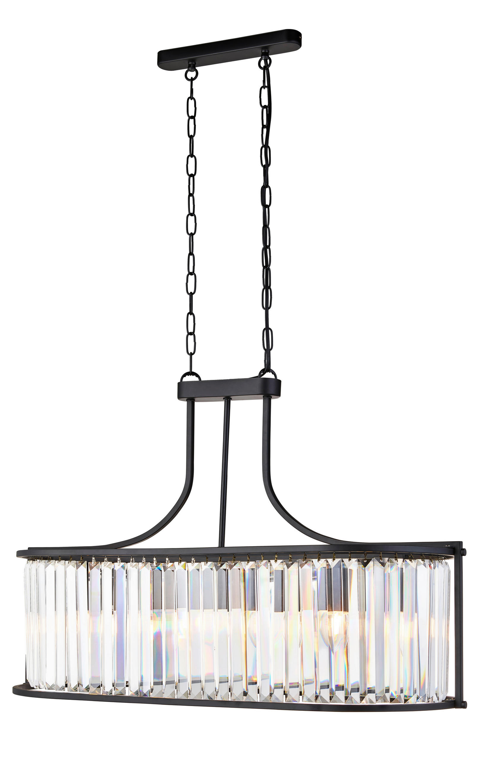 KRISTALNA VISEČA SVETILKA - črna, Design, kovina/steklo (78/150/30cm)