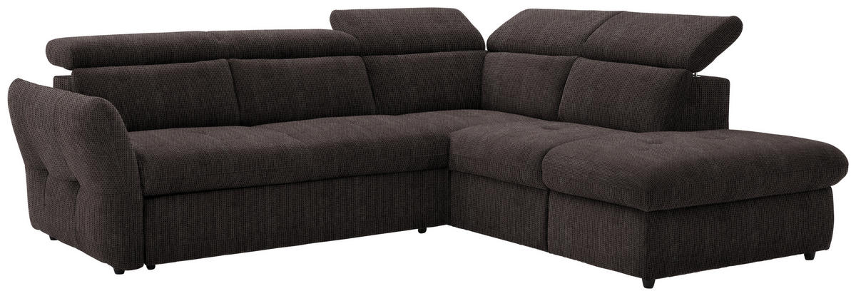 ECKSOFA in Mikrofaser Grau  - Schwarz/Grau, Design, Kunststoff/Textil (254/224cm) - Livetastic
