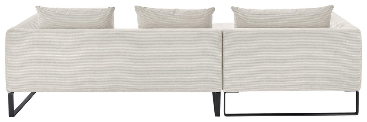 ECKSOFA in Feincord Weiß  178/284 cm  - Schwarz/Weiß, KONVENTIONELL, Textil/Metall (178/284cm) - Hom`in