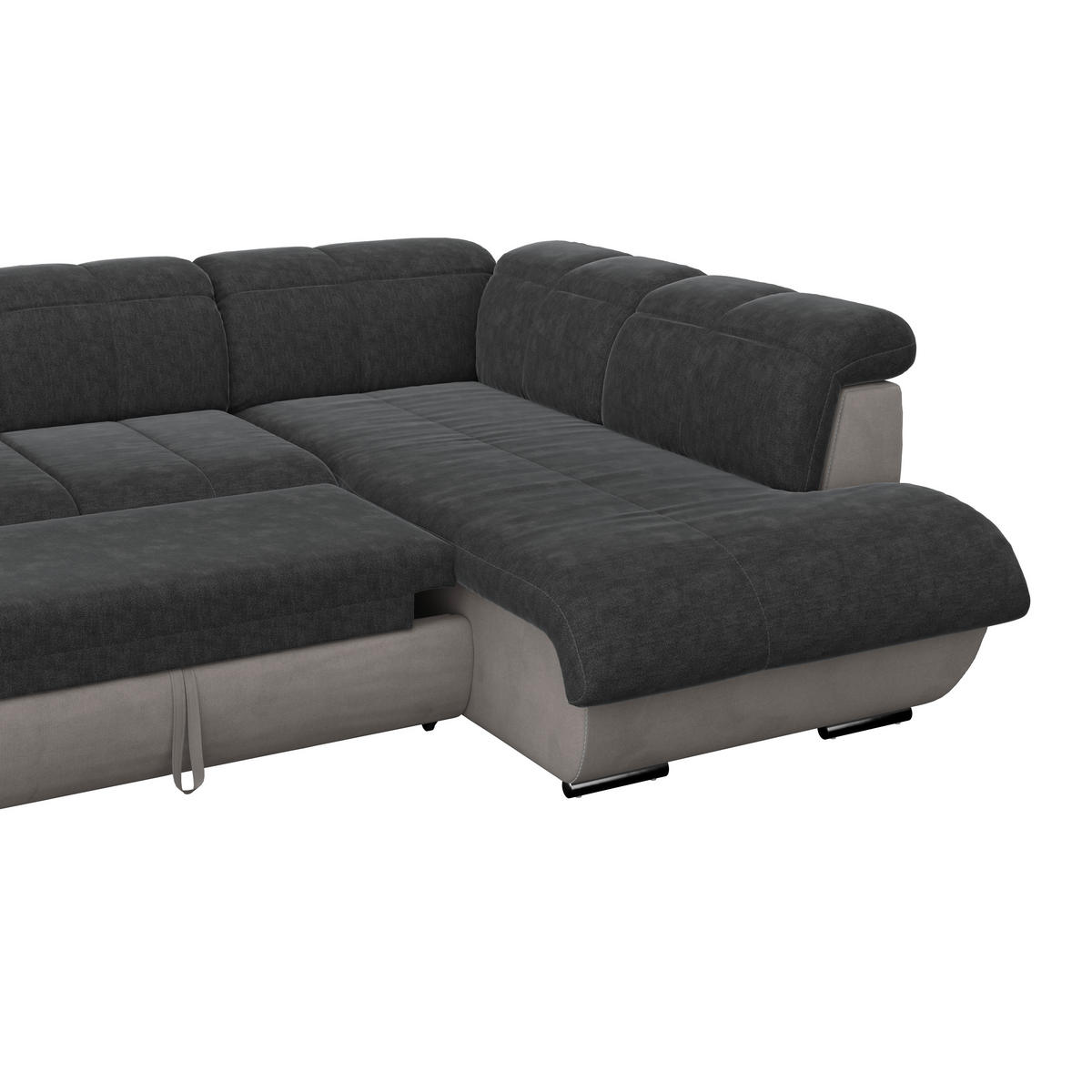 WOHNLANDSCHAFT Anthrazit, Grau Webstoff  - Chromfarben/Anthrazit, MODERN, Textil/Metall (184/345/228cm) - MID.YOU