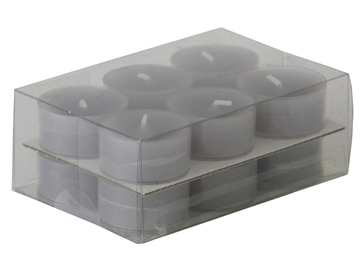 SADA ČAJOVÝCH SVIEČOK 12 kus 12 kus - sivá, Basics (3,8/1,8cm)