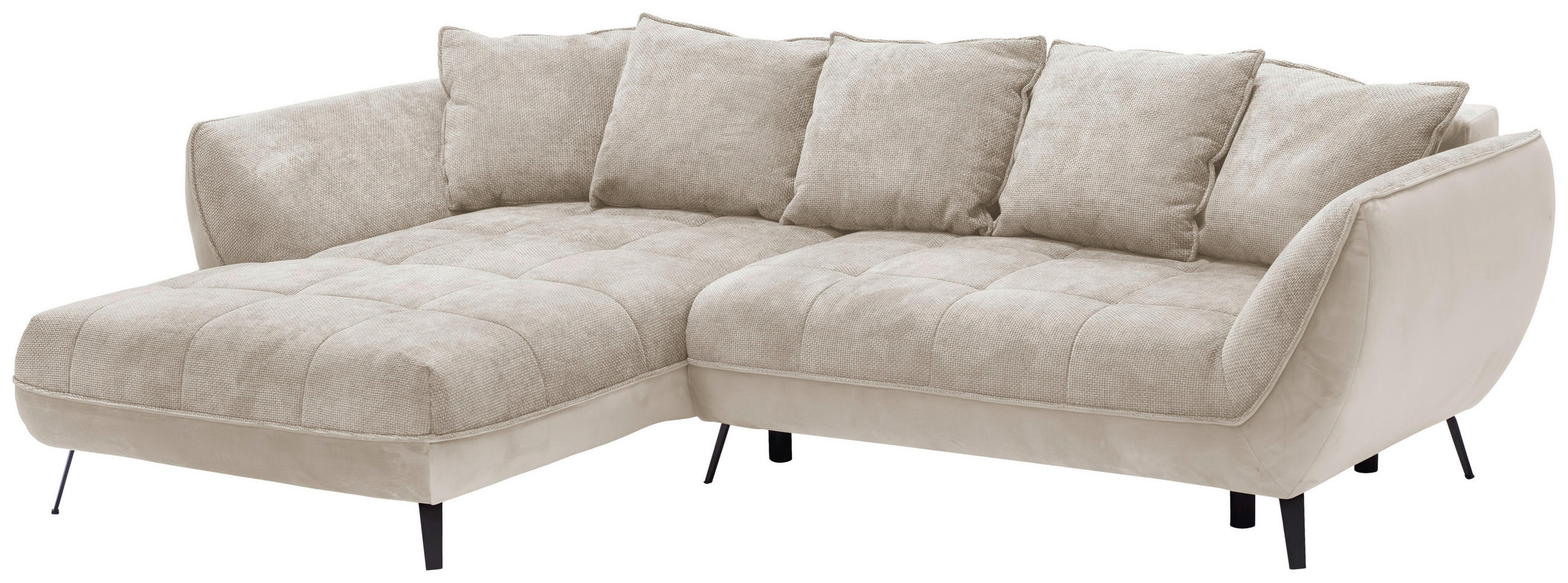 ECKSOFA in Struktur Beige, Hellbraun  - Hellbraun/Beige, Design, Textil/Metall (187/282cm) - Livetastic