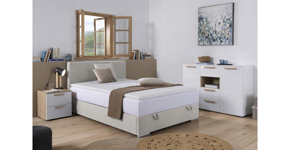 BOXBETT 140/200 cm in Ecru - Chromfarben/Ecru, KONVENTIONELL, Kunststoff/Textil (140/200cm) - Carryhome