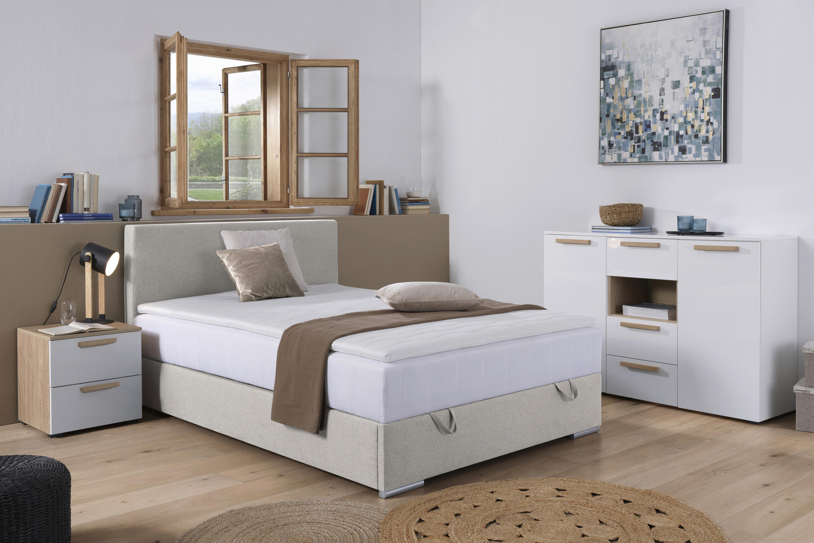 BOXBETT 140/200 cm  in Ecru  - Chromfarben/Ecru, KONVENTIONELL, Kunststoff/Textil (140/200cm) - Boxxx