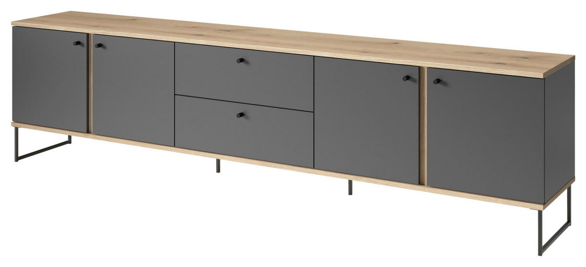 NIZKA OMARICA antracit, barve hrasta  - črna/barve hrasta, Basics, kovina/umetna masa (225/59/38cm) - Xora