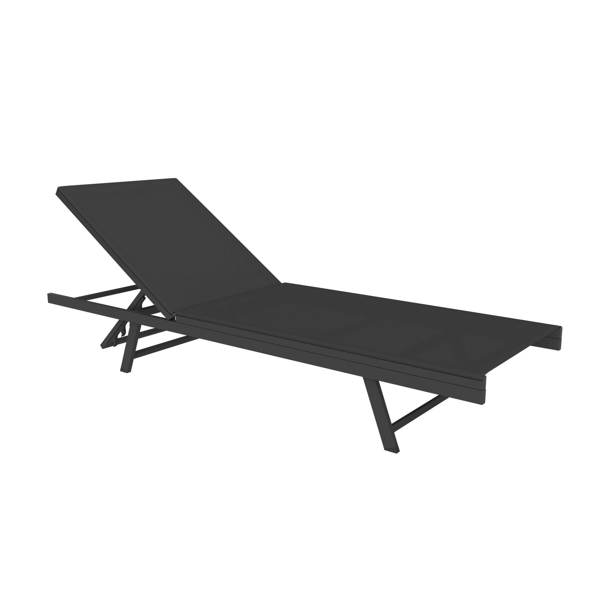 LEŽALNIK aluminij prašno lakirano črna  - črna, Basics, kovina/tekstil (64/30/197cm) - Ambia Garden