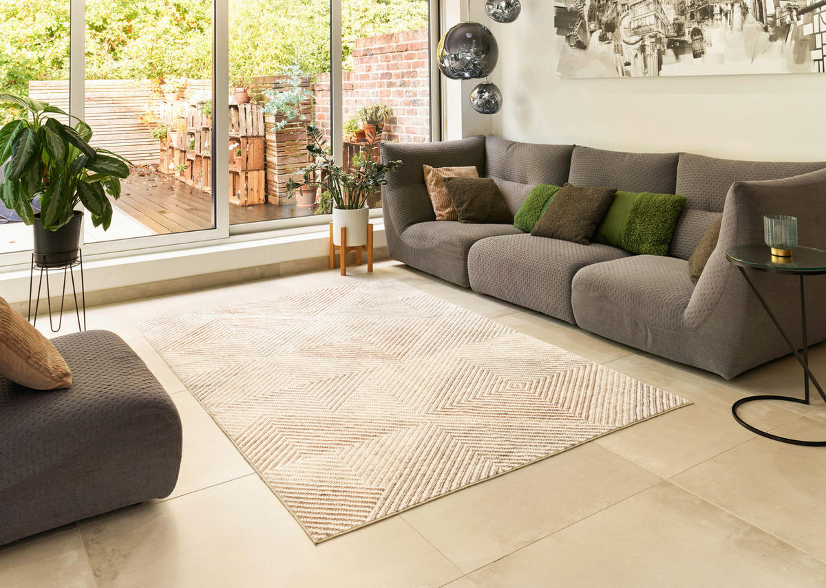 FLACHWEBETEPPICH 160/230 cm Lumo Beige  - Beige, Design, Kunststoff/Textil (160/230cm) - wash+dry