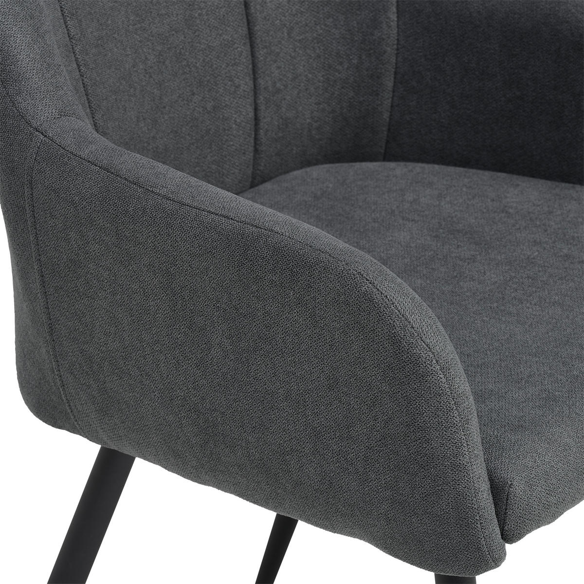 ARMLEHNSTUHL  in Eisen Webstoff  - Schwarz/Grau, LIFESTYLE, Textil/Metall (56/87/60cm) - MID.YOU