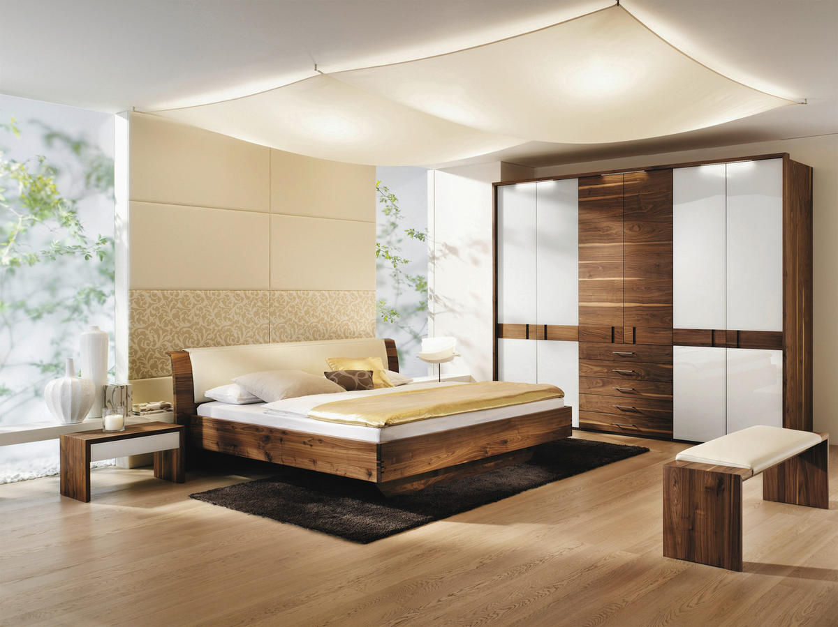 SCHLAFZIMMER  in Zirbelkieferfarben, Birkefarben  - Zirbelkieferfarben/Birkefarben, Design, Glas/Holz - Anrei