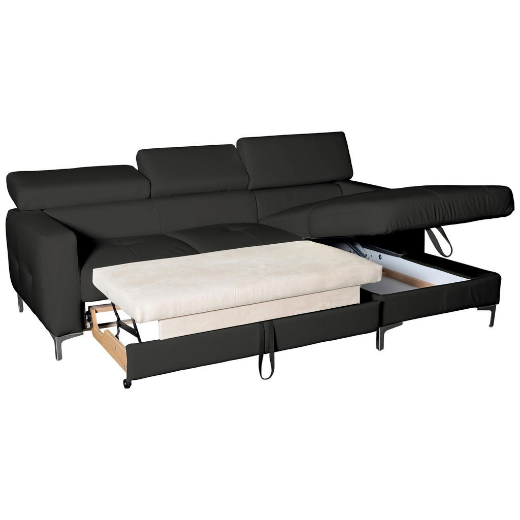 Thumbnail - Livetastic Ecksofa, Schwarz, Leder, Echtleder, Rindleder, 4-Sitzer, Ottomane rechts, L-Form, 227x168 cm, Made in EU, Bet...