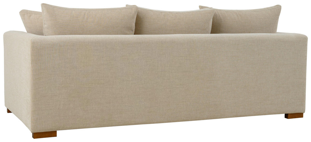 2,5-SITS SOFFA i flatväv beige  - beige/brun, Klassisk, metall/trä (220/80/113cm) - Carryhome