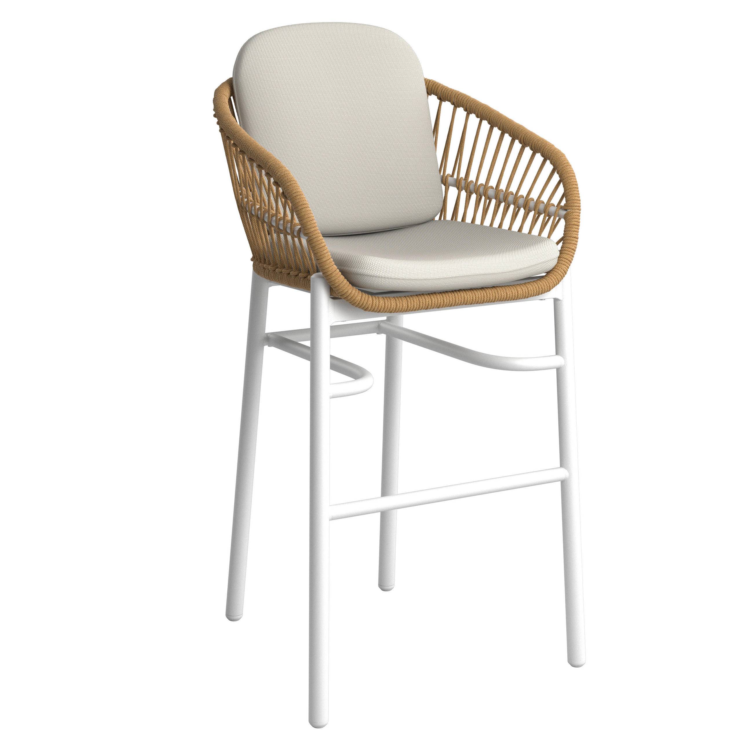 BARSKI STOL, bela, bež, naravne barve  - bela/bež, Moderno, kovina/umetna masa (63/112/63cm) - Ambia Garden