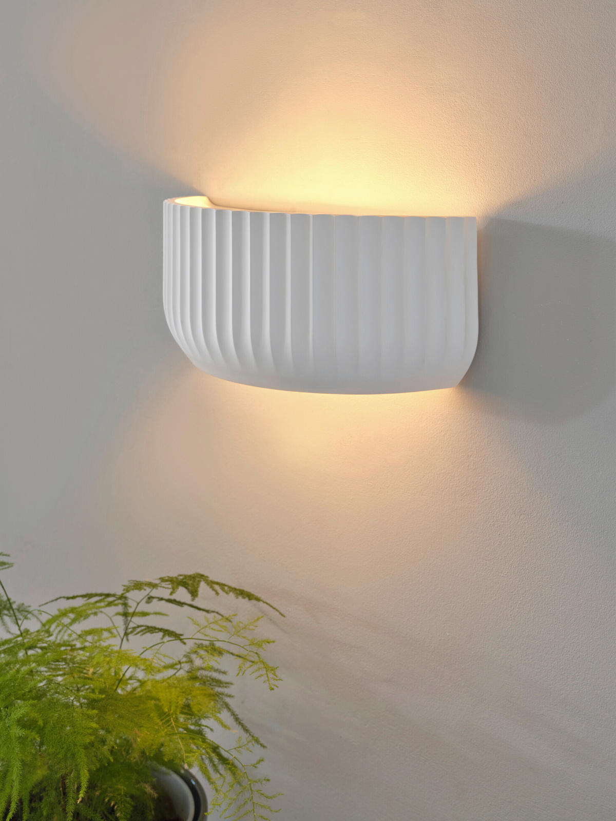 WANDLEUCHTE 30.8/12.6/13.5 cm   - Weiß, Basics, Stein (30.8/12.6/13.5cm) - Osram