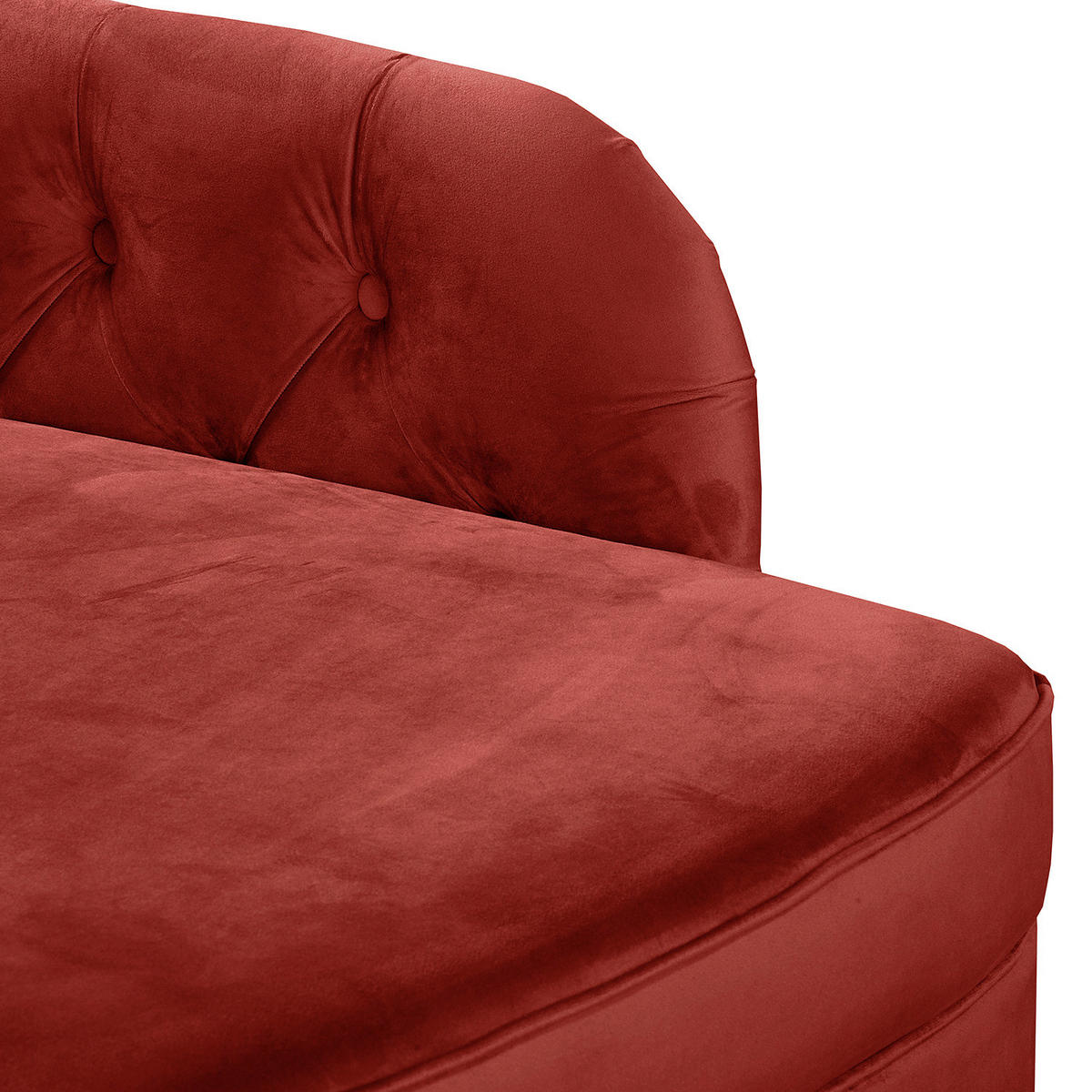 RÉCAMIERE Samt Bordeaux  - Bordeaux/Braun, Design, Holz/Textil (185/93/75cm) - Livetastic