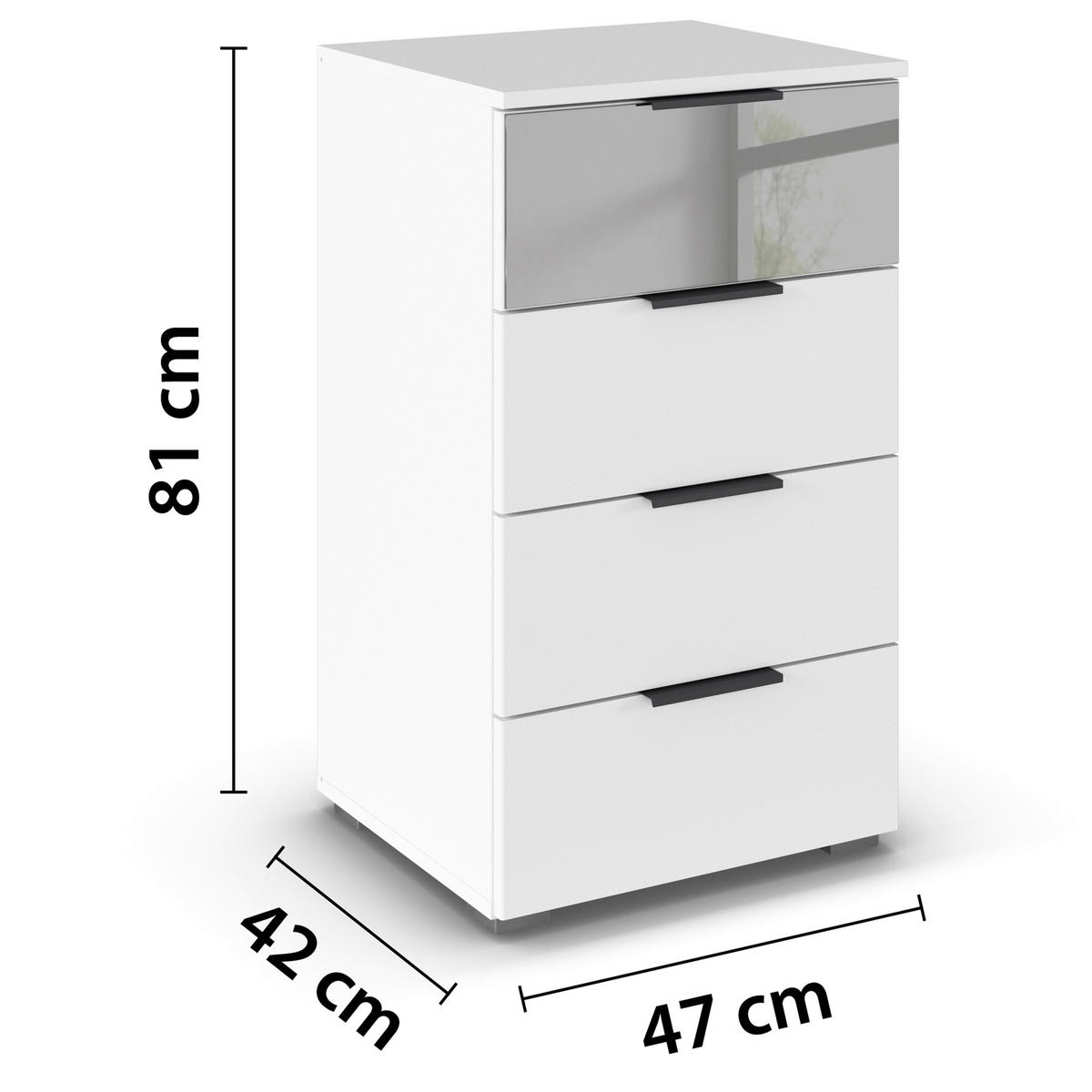 BYRÅ 47/81/42 cm  - vit/aluminiumfärg, Modern, metall/trämaterial (47/81/42cm) - Rauch Möbel
