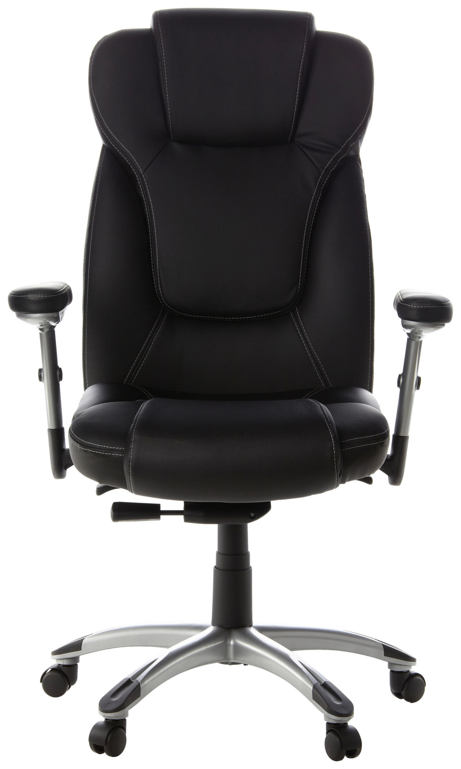 CHEFSESSEL Lederlook Schwarz, Silberfarben  - Silberfarben/Schwarz, MODERN, Leder/Kunststoff (63/131/53cm) - MID.YOU