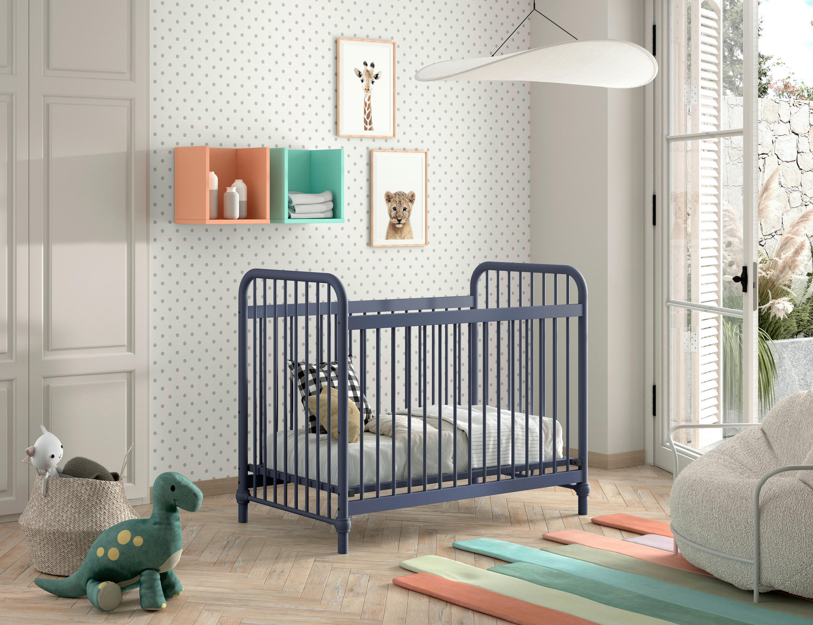 GITTERBETT 60/120 cm  - Blau, ROMANTIK / LANDHAUS, Metall (60/120cm) - MID.YOU