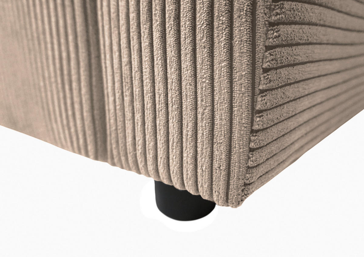 ECKSOFA TERMOLI in Cord Taupe  155/231 cm  - Taupe/Schwarz, Design, Kunststoff/Textil (155/231cm) - MID.YOU