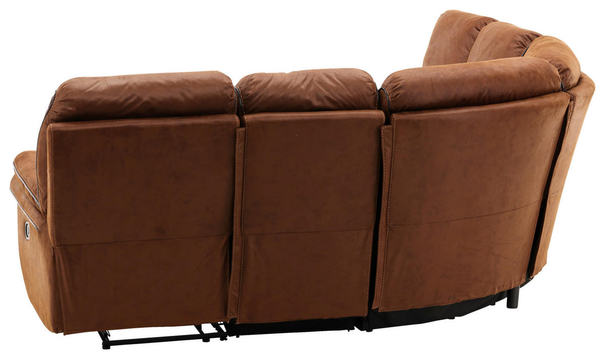 ECKSOFA Braun, Schwarz Lederlook (vegan)  - Schwarz/Braun, Design, Textil (169/169cm) - Livetastic