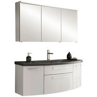 BADEZIMMER 121,2 cm  - Weiss Hochglanz/Chromfarben, Konventionell, Glas/Holzwerkstoff (121,2cm) - Novel