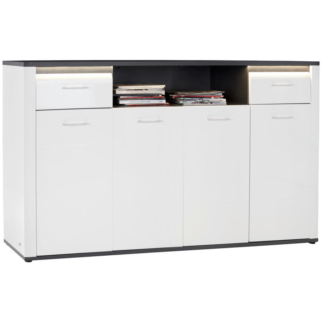 Highboard mit Led + Soft-Close B 203,6 cm Alassio Weiß/Matera