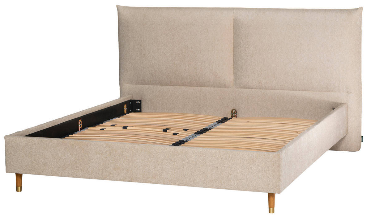 POLSTERBETT Beige 140/200 cm  - Eichefarben/Beige, MODERN, Holz/Textil (140/200cm) - Livetastic