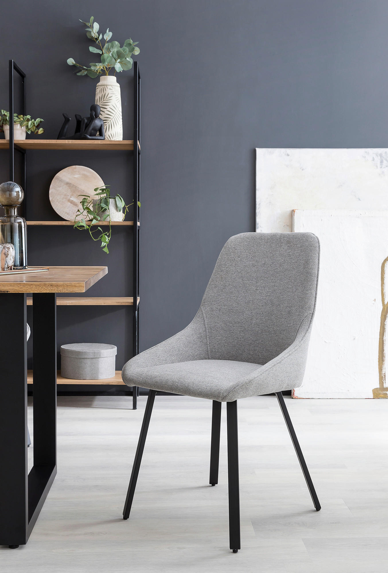SADA STOLIČIEK 2 kus - čierna/sivá, Modern, kov/textil (51/87/47cm) - Livetastic