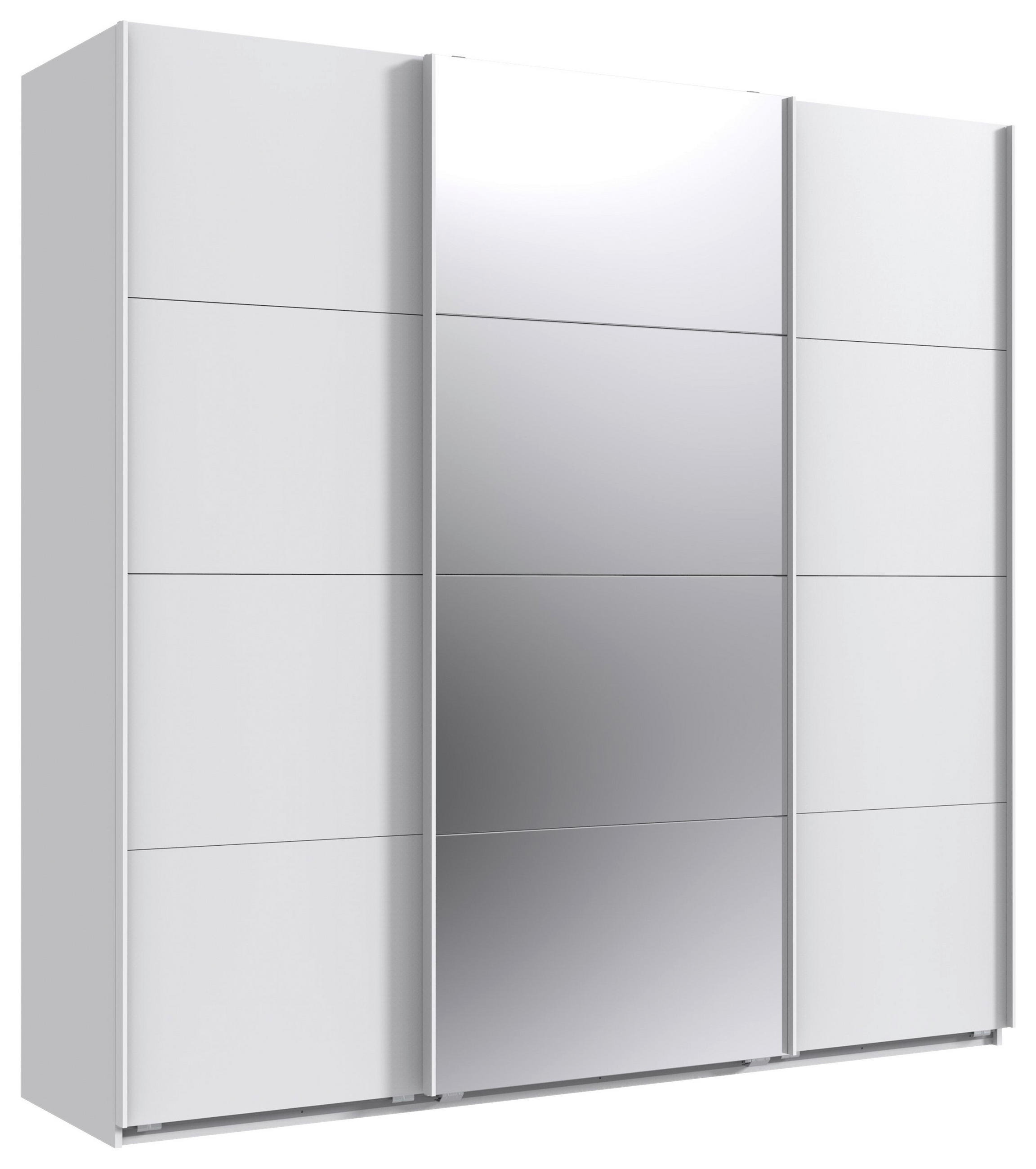 SCHWEBETÜRENSCHRANK 225/236/64 cm 3-türig Weiß  - Weiß, MODERN, Glas/Holzwerkstoff (225/236/64cm) - MID.YOU