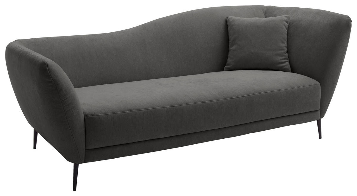 RÉCAMIERE Anthrazit Chenille Zierkissen, Rücken echt  - Anthrazit/Schwarz, KONVENTIONELL, Textil/Metall (224/70/97cm) - Hom`in