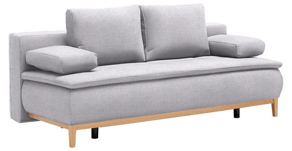 BOXSPRINGSOFA in Webstoff Hellgrau  - Eichefarben/Beige, Design, Holz/Textil (202/78/93/100cm) - Venda