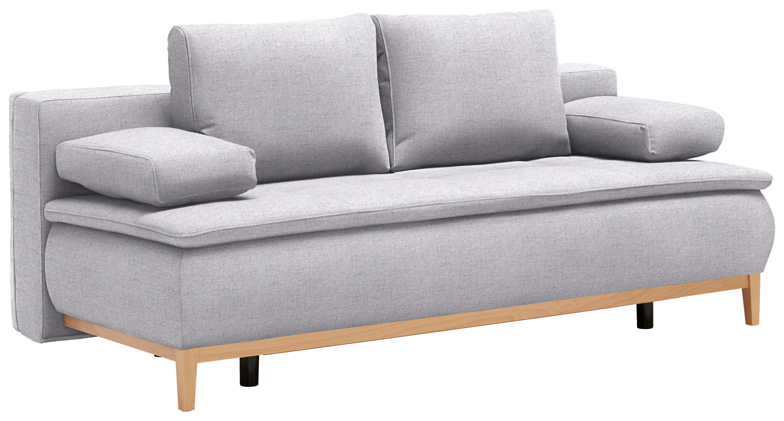 BOXSPRINGSOFA in Webstoff Hellgrau  - Eichefarben/Beige, Design, Holz/Textil (202/78/93/100cm) - Venda