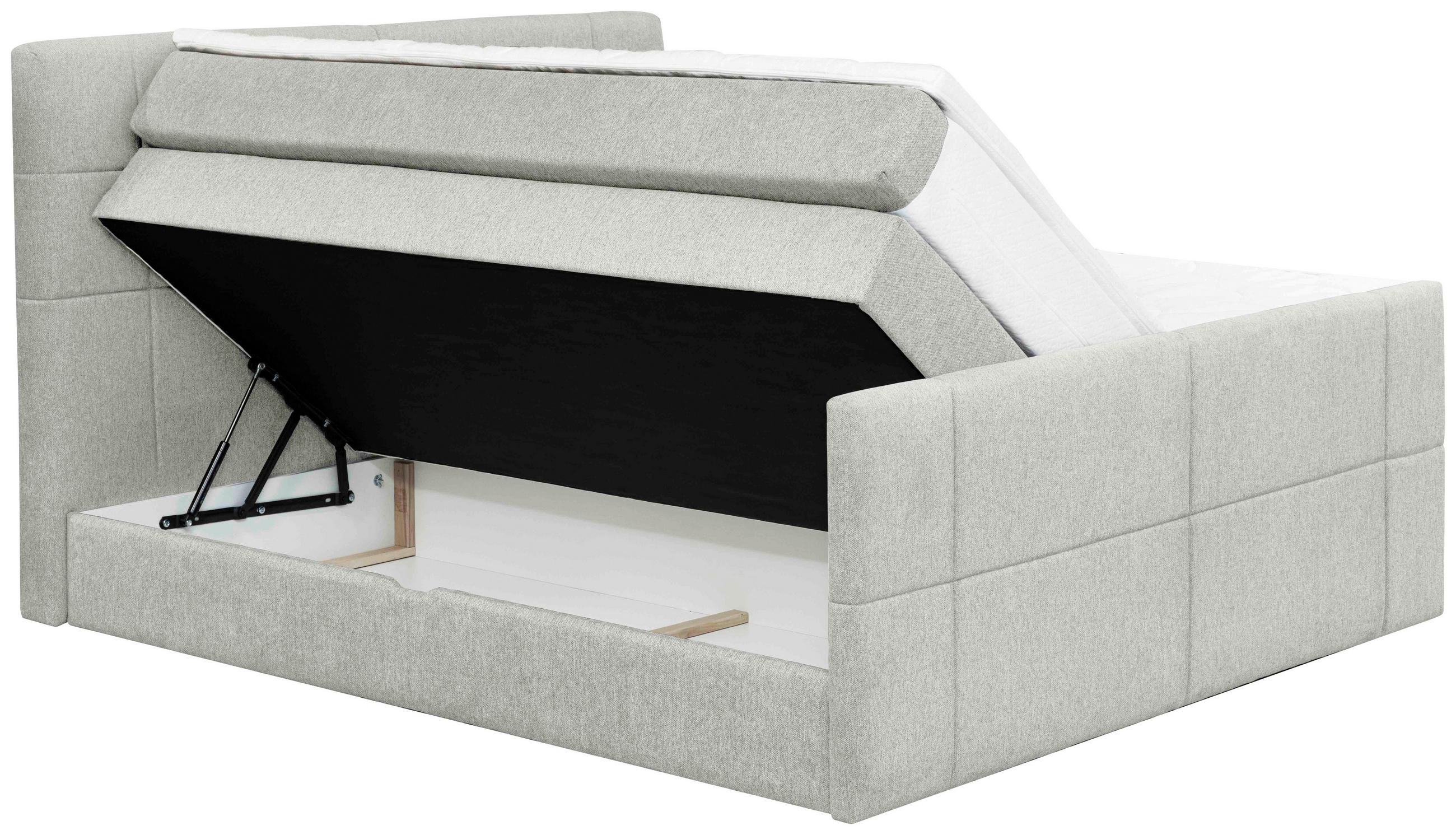 BOXSPRINGBETT 180/200 cm  in Hellgrau  - Hellgrau, KONVENTIONELL, Textil (180/200cm) - Carryhome