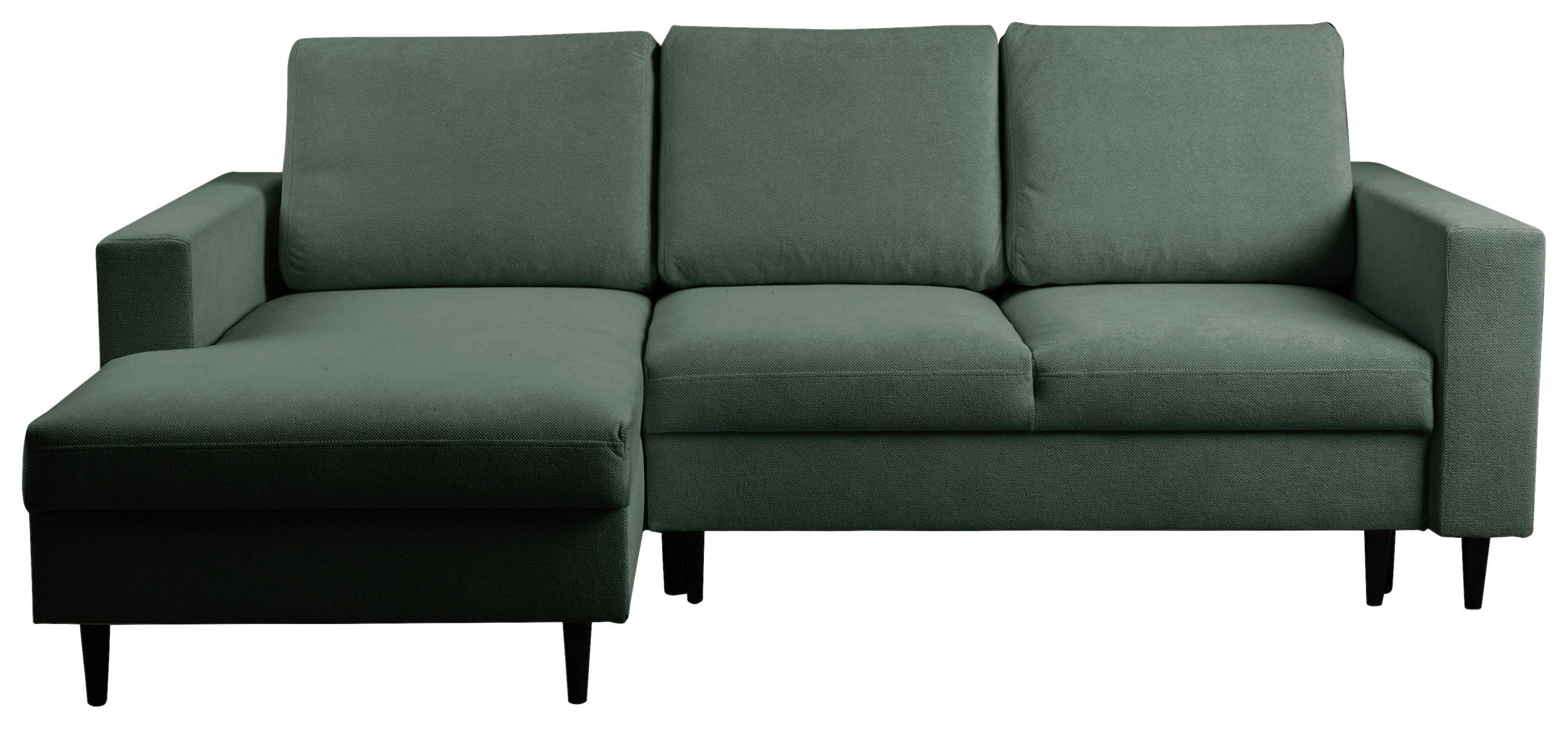 ECKSOFA in Struktur Dunkelgrün  - Dunkelgrün/Schwarz, Modern, Holz/Kunststoff (145/230cm) - MID.YOU