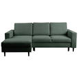 ECKSOFA  in Struktur Dunkelgrün  - Dunkelgrün/Schwarz, MODERN, Holz/Kunststoff (145/230cm) - Carryhome