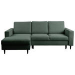 ECKSOFA in Struktur Dunkelgrün  - Dunkelgrün/Schwarz, MODERN, Holz/Kunststoff (145/230cm) - Carryhome