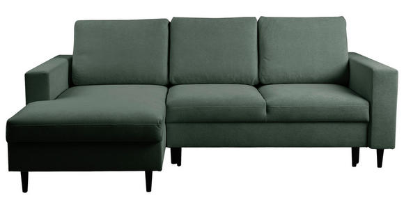 ECKSOFA  in Struktur Dunkelgrün  - Dunkelgrün/Schwarz, MODERN, Holz/Kunststoff (145/230cm) - Carryhome