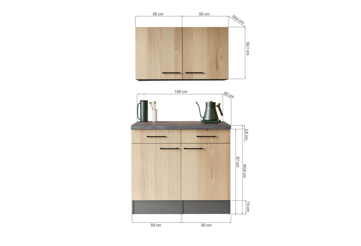 BUFFET 100/200/60 cm  in  - Schwarz/Eiche Artisan, Trend, Holzwerkstoff/Metall (100/200/60cm) - Respekta